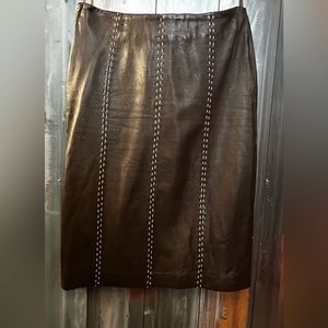 Barney’s New York Brown Leather Skirt